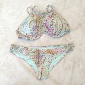Victoria's Secret Pastel Paisley Mint & Pink Bikini